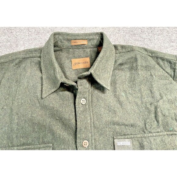 st johns bay chamois cloth button up shirt mens medium green outdoor fall warm. - Picture 3 of 7